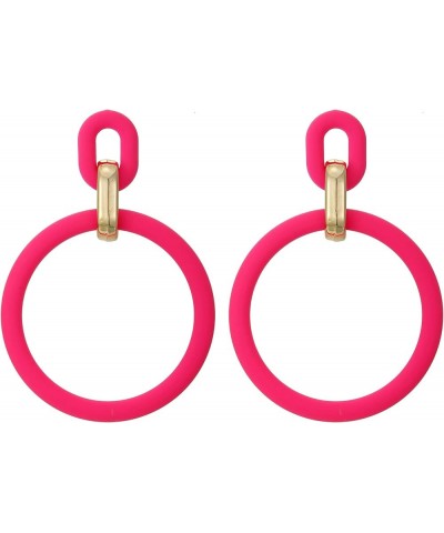 Acrylic Rectangle Earrings, Fashion Acrylic Square/Oval/Hoop Statement Drop Earrings for Women girls Hot Pink Hoop $6.35 Earr...