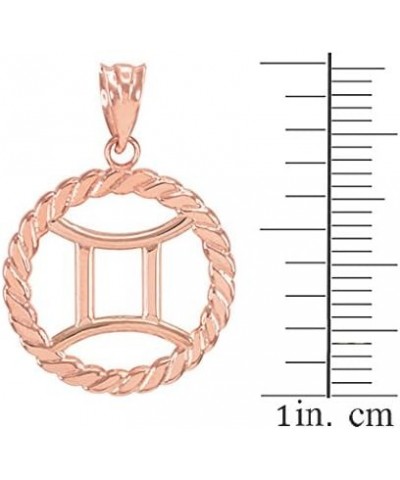 High Polish 10k Gold Roped Circle Zodiac Sign Charm Pendant 10k Rose Gold Gemini $72.19 Pendants