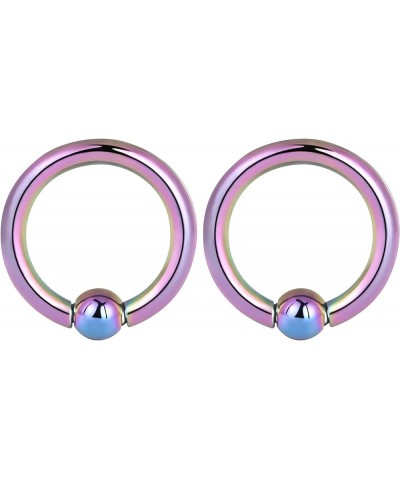 2 PCS 316 Stainless Steel Piercing Hoop Captive Bead Rings Tragus Ear Tunnels Hanger Weight Gauges Body Jewelry 12G-00G 12G (...