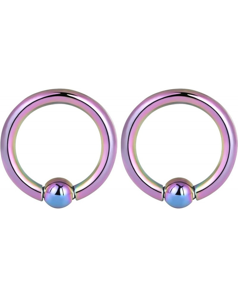 2 PCS 316 Stainless Steel Piercing Hoop Captive Bead Rings Tragus Ear Tunnels Hanger Weight Gauges Body Jewelry 12G-00G 12G (...