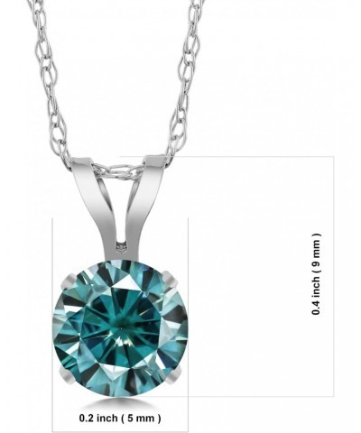 14K White Gold Blue Moissanite Pendant Necklace For Women (0.50 Cttw, Gemstone Birthstone, Round 5MM, with 18 Inch Chain) $61...