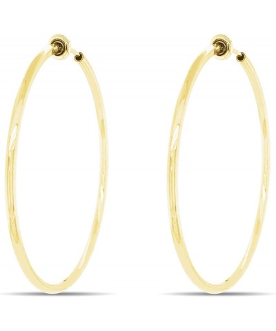 Clip On Hoop Earrings for Women - Silver and Gold-Tone Brass Spring Hoops for Non-Pierced Ears Gold XL $11.99 Earrings