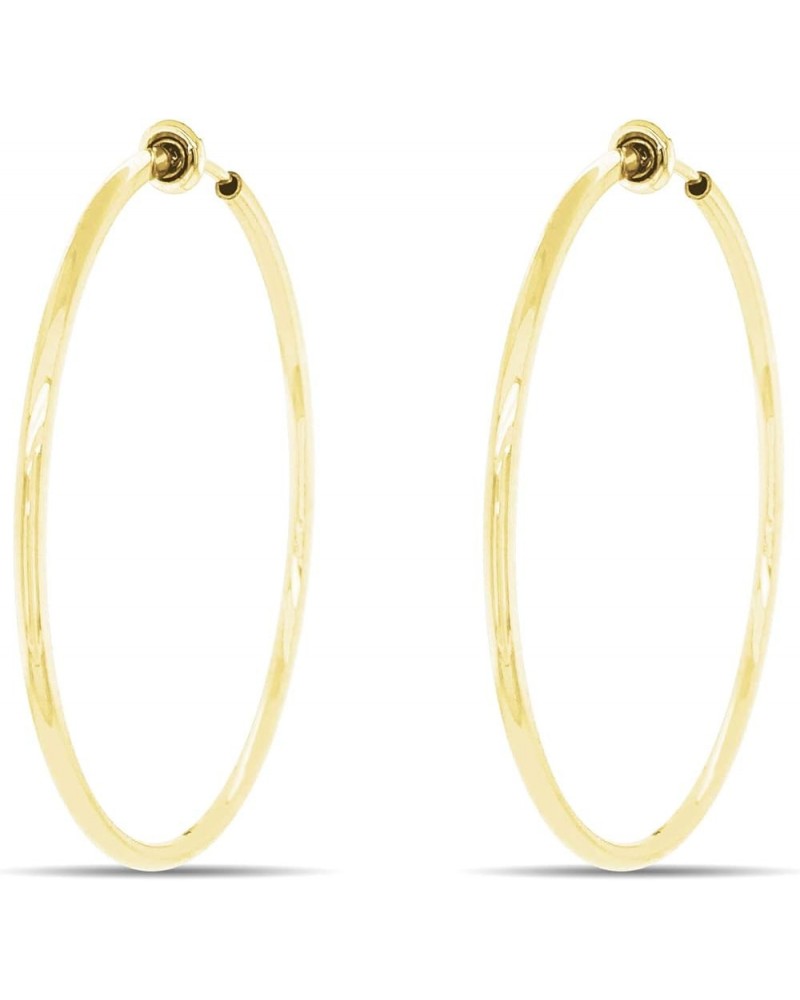 Clip On Hoop Earrings for Women - Silver and Gold-Tone Brass Spring Hoops for Non-Pierced Ears Gold XL $11.99 Earrings