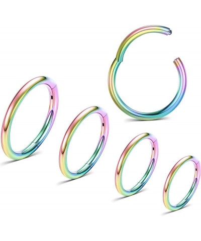 5PCS Nose Rings Hoop Surgical Steel 16G 18G 20G Tragus Helix Conch Hoop Earrings 6/7/8/9/10mm 18g(1.0mm) 5Pcs-Rainbow $11.59 ...