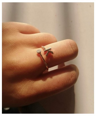 Rings for Teen Girls Silver Adjustable Simple Arrow Knot Vsco Wave Rings Set for Women Girls RI07-U-S+RG $6.71 Rings