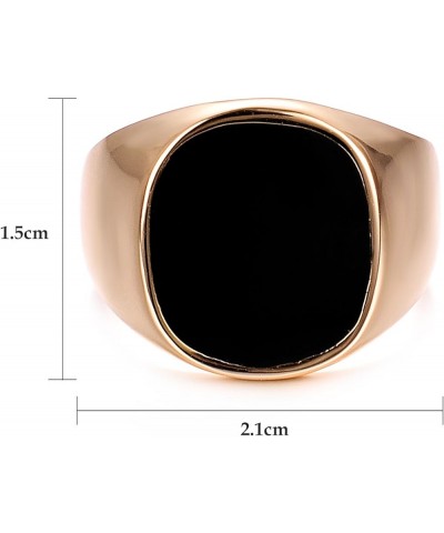 Black Enamel Signet Rings For Men 18K White/Yellow/Rose Gold Plated Black Onyx Ring Men's Boy's Costume Jewelry Rose Gold 9.5...