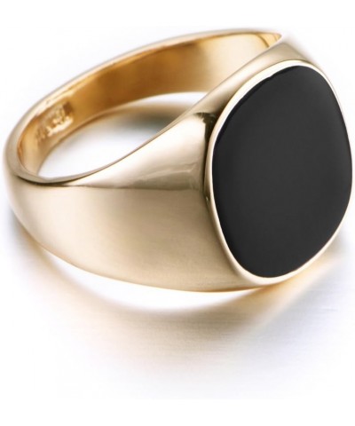 Black Enamel Signet Rings For Men 18K White/Yellow/Rose Gold Plated Black Onyx Ring Men's Boy's Costume Jewelry Rose Gold 9.5...