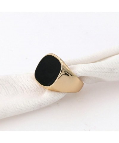 Black Enamel Signet Rings For Men 18K White/Yellow/Rose Gold Plated Black Onyx Ring Men's Boy's Costume Jewelry Rose Gold 9.5...