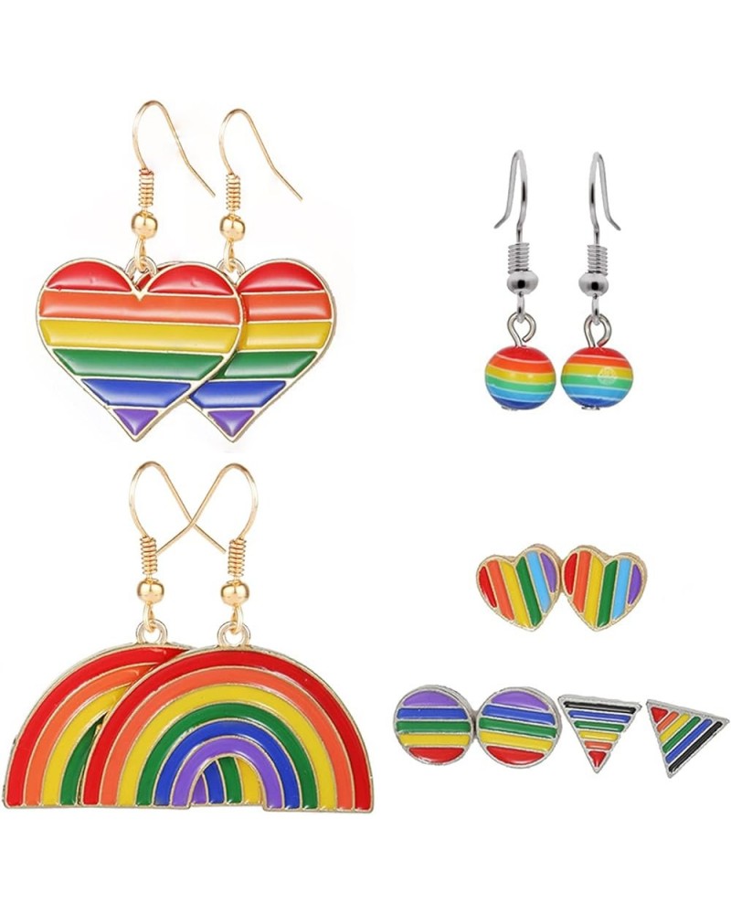 Pack of 6 Pairs Rainbow LGBT Pride Earrings Sets for Women Girl Lesbian Gay Pride Charm Alloy Enamel Drop Dangle Earrings Rai...