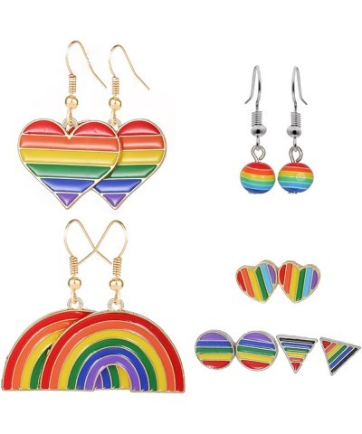 Pack of 6 Pairs Rainbow LGBT Pride Earrings Sets for Women Girl Lesbian Gay Pride Charm Alloy Enamel Drop Dangle Earrings Rai...