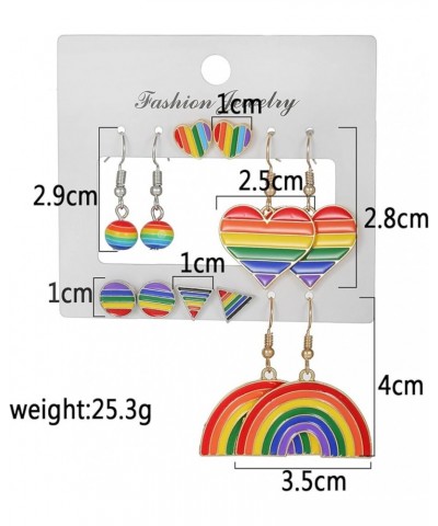 Pack of 6 Pairs Rainbow LGBT Pride Earrings Sets for Women Girl Lesbian Gay Pride Charm Alloy Enamel Drop Dangle Earrings Rai...