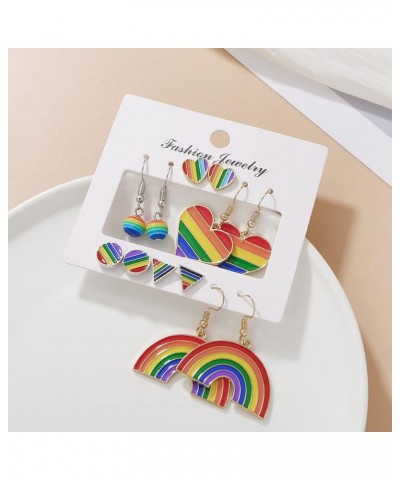 Pack of 6 Pairs Rainbow LGBT Pride Earrings Sets for Women Girl Lesbian Gay Pride Charm Alloy Enamel Drop Dangle Earrings Rai...