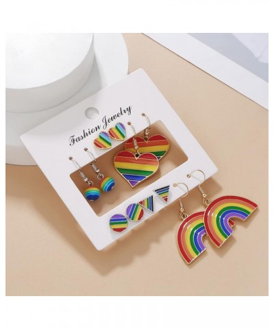 Pack of 6 Pairs Rainbow LGBT Pride Earrings Sets for Women Girl Lesbian Gay Pride Charm Alloy Enamel Drop Dangle Earrings Rai...