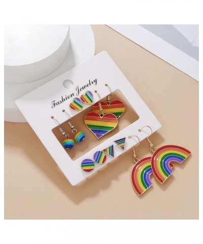 Pack of 6 Pairs Rainbow LGBT Pride Earrings Sets for Women Girl Lesbian Gay Pride Charm Alloy Enamel Drop Dangle Earrings Rai...