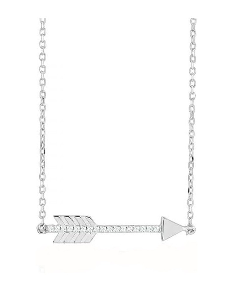 Sterling Silver 925 Rhodium Plated CZ Arrow Adjustable Womens PendanNecklace 16" to 18" - The Royal Gift $13.79 Necklaces