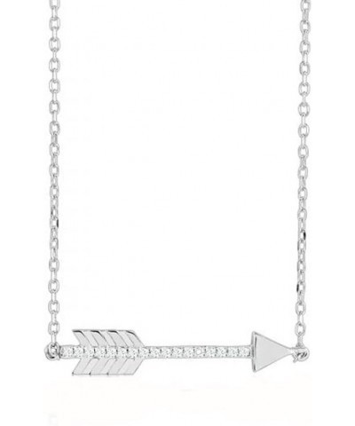 Sterling Silver 925 Rhodium Plated CZ Arrow Adjustable Womens PendanNecklace 16" to 18" - The Royal Gift $13.79 Necklaces