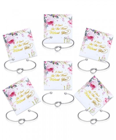 6 Pieces Bridesmaid Bracelet Knot Cuff Bangle with I Can't Tie The Knot Without You Bridesmaid Cards Silver $6.88 Bracelets