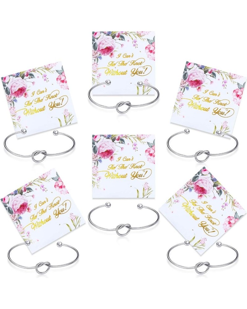 6 Pieces Bridesmaid Bracelet Knot Cuff Bangle with I Can't Tie The Knot Without You Bridesmaid Cards Silver $6.88 Bracelets