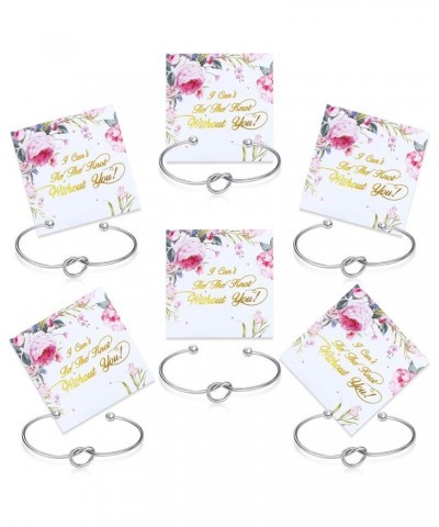 6 Pieces Bridesmaid Bracelet Knot Cuff Bangle with I Can't Tie The Knot Without You Bridesmaid Cards Silver $6.88 Bracelets