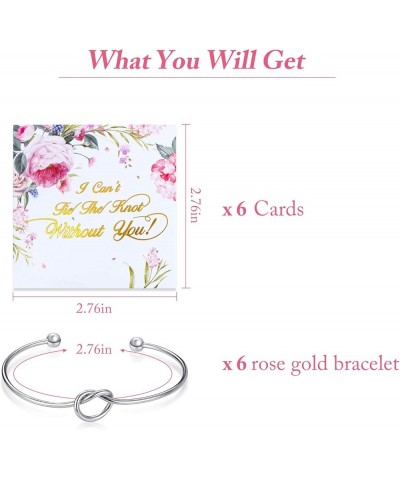 6 Pieces Bridesmaid Bracelet Knot Cuff Bangle with I Can't Tie The Knot Without You Bridesmaid Cards Silver $6.88 Bracelets