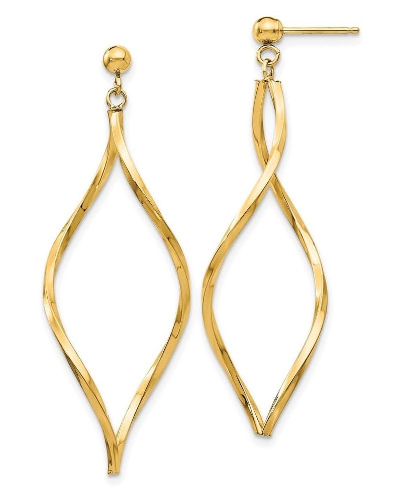 14K White Gold Twisted Post Drop Dangle Earrings 10K Yellow Gold - 40mm - 1.57 inch $76.71 Earrings