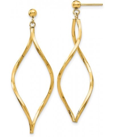 14K White Gold Twisted Post Drop Dangle Earrings 10K Yellow Gold - 40mm - 1.57 inch $76.71 Earrings