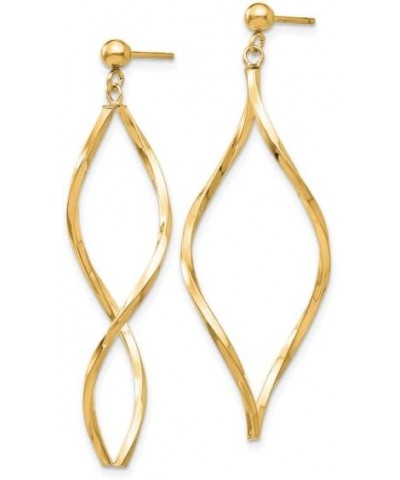 14K White Gold Twisted Post Drop Dangle Earrings 10K Yellow Gold - 40mm - 1.57 inch $76.71 Earrings