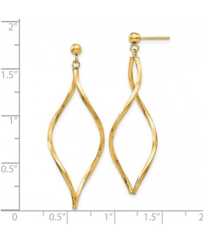 14K White Gold Twisted Post Drop Dangle Earrings 10K Yellow Gold - 40mm - 1.57 inch $76.71 Earrings