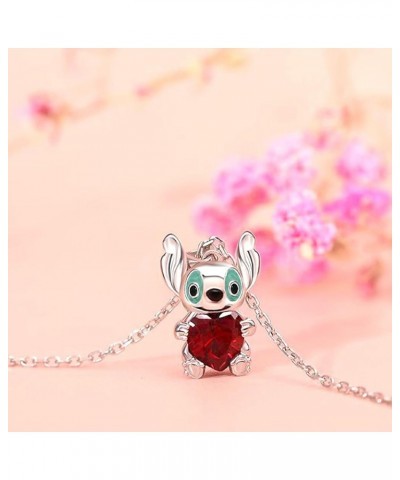 Lilo and Stitch Gift, Stitch Stuff Radiant Heart Pendant Necklace for Women Girls Daughter Granddaughter Niece Birthday Gift ...