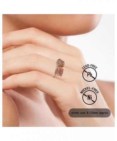 Birthstone Rings for Women, Two Uncut Natural Gemstones Ring, Bohemian Ring Prong Set January Birthstone Garnet $10.00 Rings