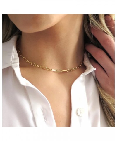 Layered Gold Initial Necklaces for Women, Chunky 14K Gold Plated Paperclip Chain Necklace for Women Gold Coin Simple Letter P...