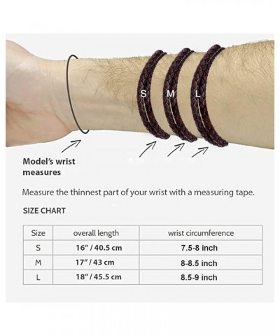 Italian Leather Bracelet For Men Women Genuine Double Wrap Black/Brown/Red Braided Leather Cuff Bangle Bracelets with Stainle...