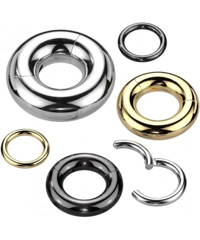 12GA-00GA Large Gauge F136 Implant Grade Titanium 12mm Diameter Hinged Segment Clicker Ring 6mm (2GA) Silver Tone $13.13 Body...