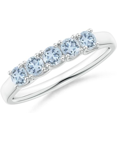 Half Eternity Five Stone Aquamarine Wedding Band (2.8mm Aquamarine) Platinum $114.30 Bracelets