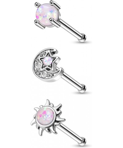 MeIighting Nose Rings 20G Moon Nose Studs Stainless Steel 316L Sun Nose Piercing Jewelry L Shaped for Women Men Body Piercing...