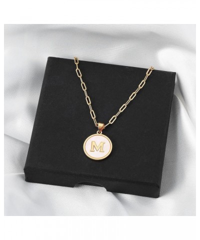 Layered Gold Initial Necklaces for Women, Chunky 14K Gold Plated Paperclip Chain Necklace for Women Gold Coin Simple Letter P...