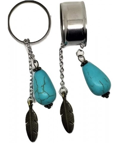 Dangle Turquoise Bead Ear Plugs - Stainless Steel Screw-On - 6 Sizes Pair 1/2" (12mm) $10.97 Body Jewelry