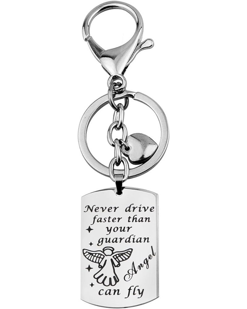 Never Drive Faster Than Your Guardian Angel Can Fly Keychain New Driver Gift Sweet 16 Gift Clasps for jewelry Guardian Angel ...