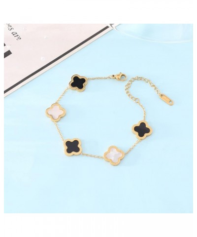 Link Bracelets for Women Girls Trendy Bracelet Cute Plated 18K Gold Lucky Adjustable Clover Link Bracelets Mother's Day Chris...