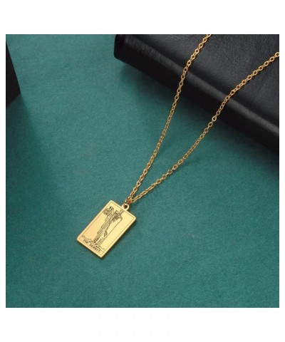 Stainless Steel Tarot Cards Necklace Vintage Tarot Jewelry Good Luck Amulet Pendants for Women Gold-THE HERMIT $8.66 Necklaces