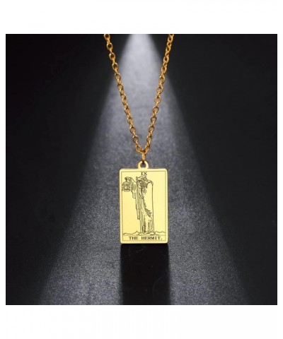 Stainless Steel Tarot Cards Necklace Vintage Tarot Jewelry Good Luck Amulet Pendants for Women Gold-THE HERMIT $8.66 Necklaces