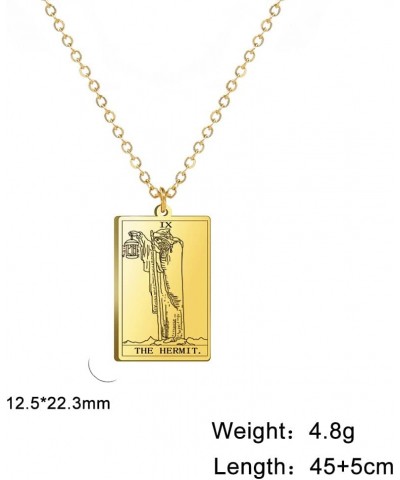 Stainless Steel Tarot Cards Necklace Vintage Tarot Jewelry Good Luck Amulet Pendants for Women Gold-THE HERMIT $8.66 Necklaces