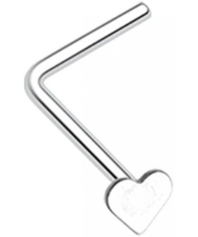 Basic Heart L-Shaped 316L Surgical Steel Nose Stud Ring (Sold Individually) 20 GA, 7mm, Steel $9.17 Body Jewelry