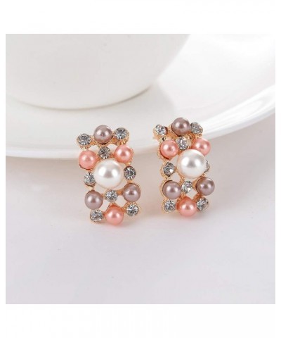 Valentine necklace 2Pcs Women Fashion Faux Pearl Rhinestone Inlaid Necklace Earrings Jewelry Set Multicolor $6.35 Others