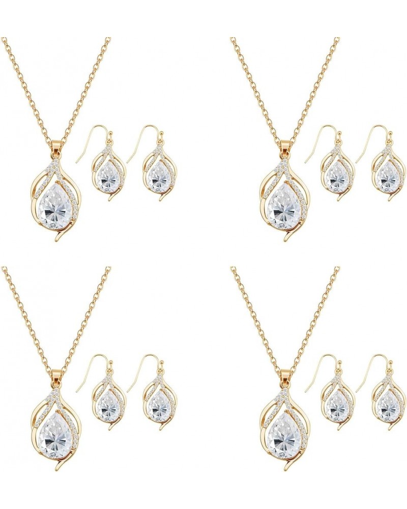 Bridesmaid Jewelry Set for Women Girls, 1-4-6-8 Sets Teardrop Necklace Earring Set for Wedding Party Gift GOLD - 4 SETS $9.85...