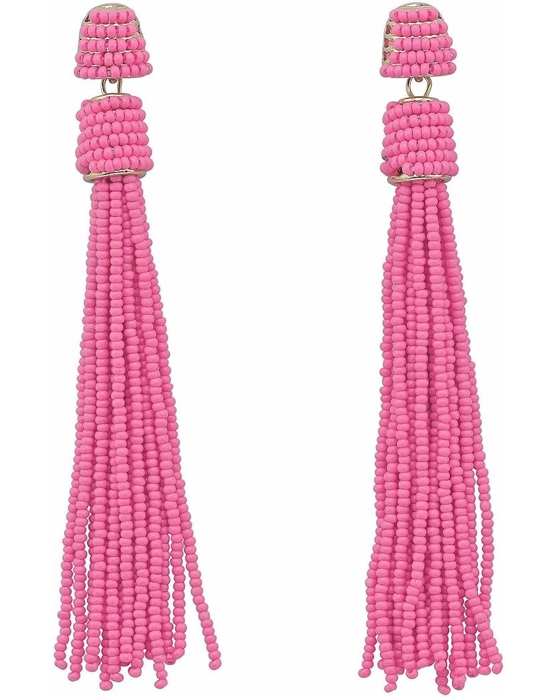 Handmade Beads Tassels Fringe Dangle Drop Earrings For Women (ER1093) ER1093-Pink Punch $14.49 Earrings