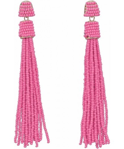 Handmade Beads Tassels Fringe Dangle Drop Earrings For Women (ER1093) ER1093-Pink Punch $14.49 Earrings