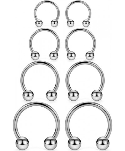 2-8PCS 14G G23 Titanium Horseshoe Septum Ring Nose Rings Hoop Helix Daith Cartilage Tragus Earrings Nipple Eyebrow Body Pierc...