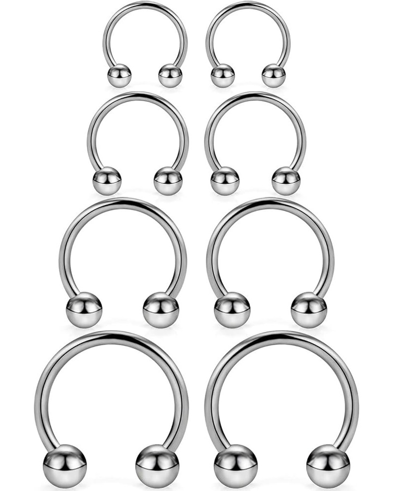 2-8PCS 14G G23 Titanium Horseshoe Septum Ring Nose Rings Hoop Helix Daith Cartilage Tragus Earrings Nipple Eyebrow Body Pierc...