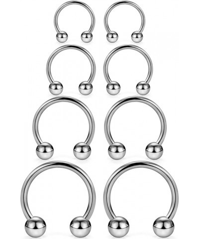 2-8PCS 14G G23 Titanium Horseshoe Septum Ring Nose Rings Hoop Helix Daith Cartilage Tragus Earrings Nipple Eyebrow Body Pierc...